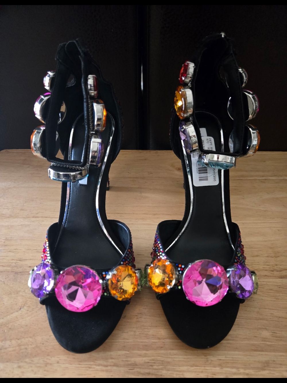 Gianni Bini Oaklynn Suede Rainbow Rhinestone Jeweled Ankle Sandals Size 7 - Picture 7 of 9